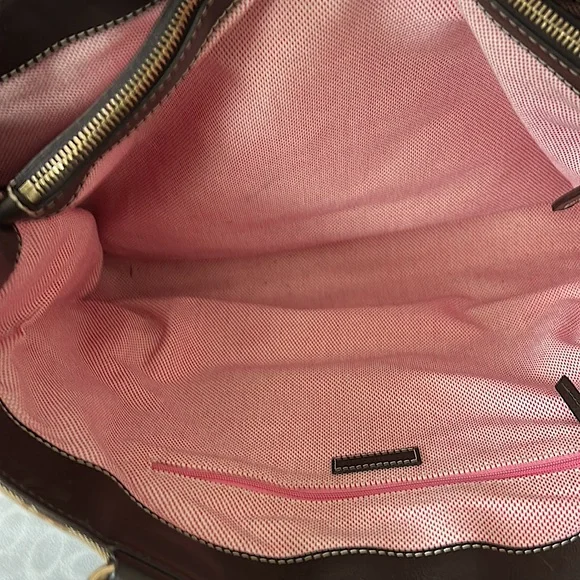 Dooney & Bourke Authenticated Tan/Brown Signature Monogram Shoulder Bag Purse - Picture 9 of 10